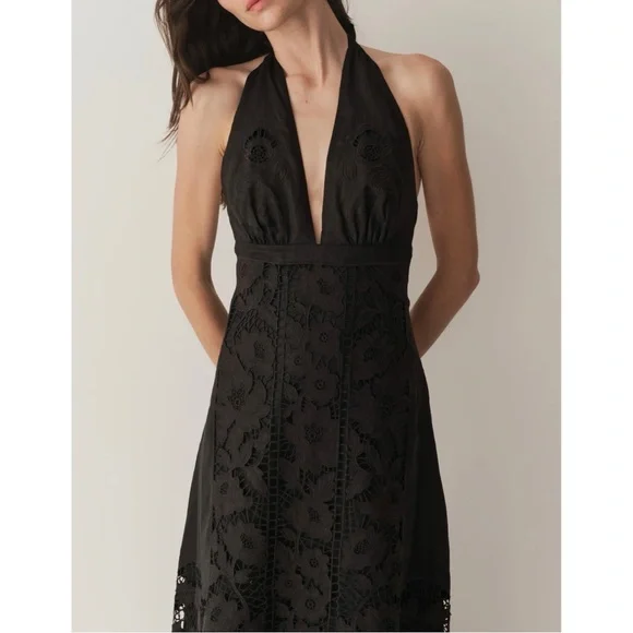 NWT DÔEN Heirloom Maxi Lace Black Mariza Linen Dress - Picture 3 of 8